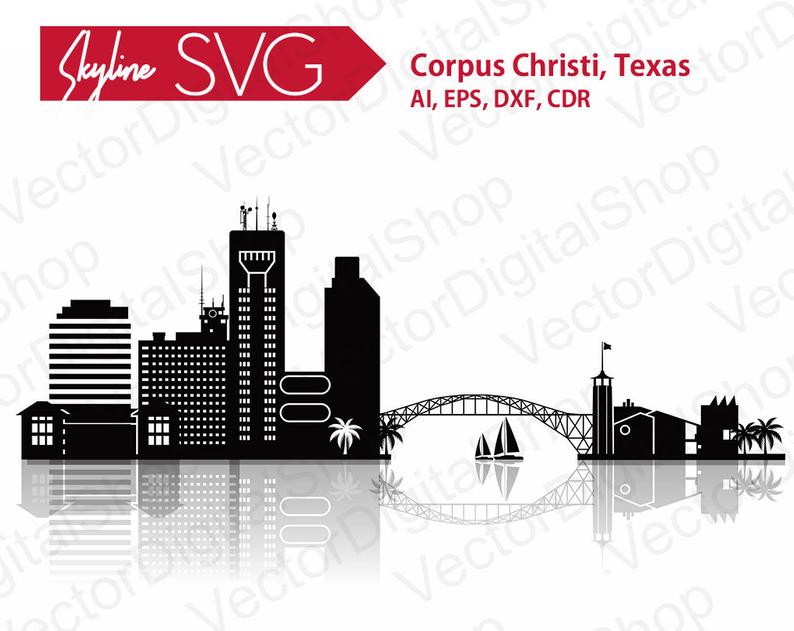 794x631 Corpus Christi Texas City Vector Skyline Corpus Etsy