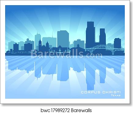 435x370 Corpus Christi Texas City Skyline Vector Silhouette Art Print
