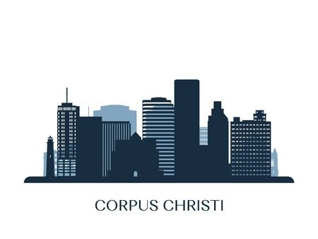 450x338 Corpus Christi Skyline, Monochrome Silhouette Vector Illustration