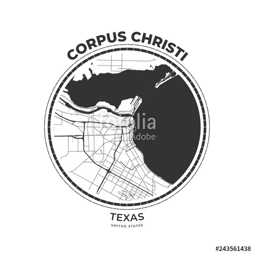 500x500 T Shirt Map Badge Of Corpus Christi, Texas Stock Image