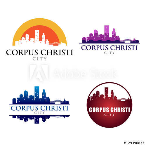 500x500 Corpus Christi City Building Landmark Skyline Logo Template