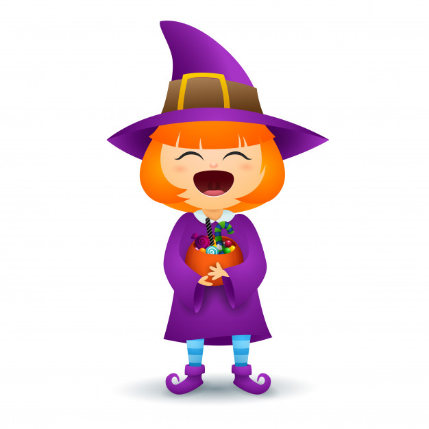 626x626 Redhead Girl In Costume Of Witch Vector Free Download