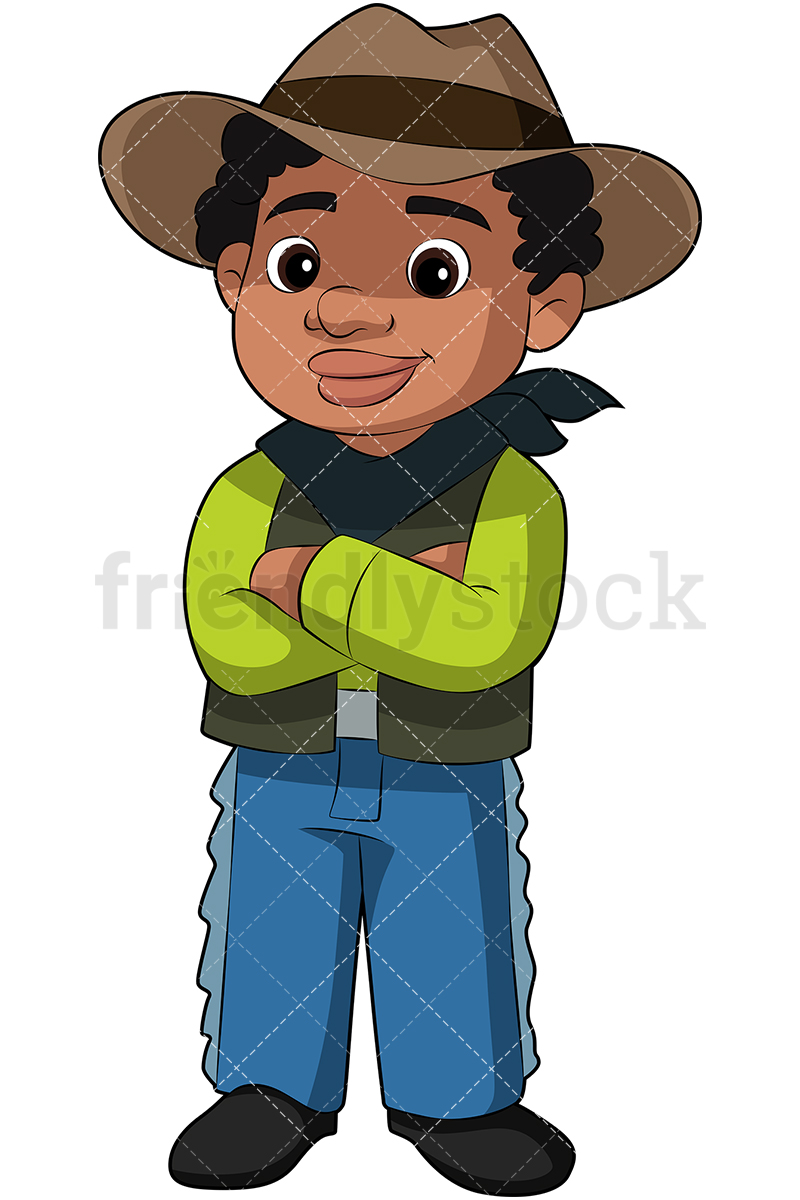 800x1200 Black Boy In Cowboy Costume Cartoon Vector Clipart