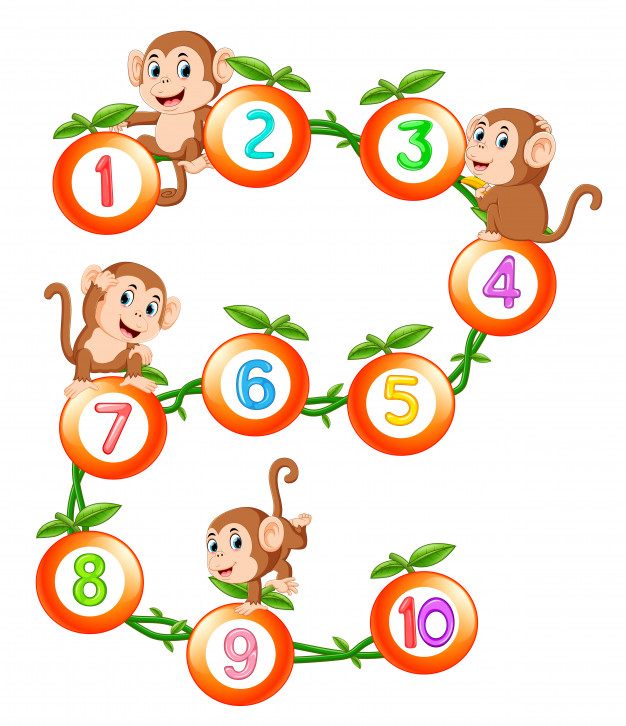 626x726 Let's Count To Ten With Fruit And Monkey Vector Premium Download