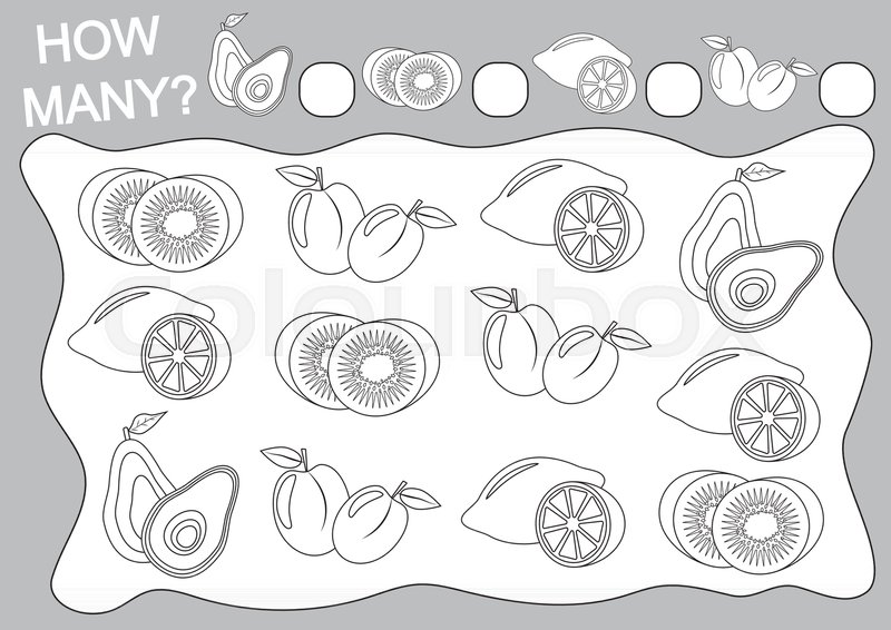 800x566 Count How Many Fruits And Color Them Stock Vector Colourbox