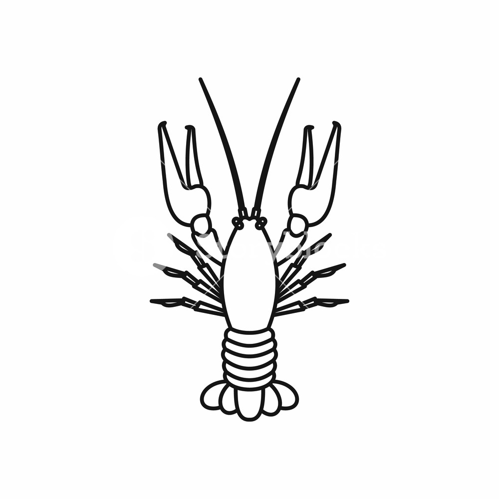Boiled Crawfish In Outline Style Isolated On White Background 1000x1000 Boiled Crawfish In Outline Style Isolated On White Background