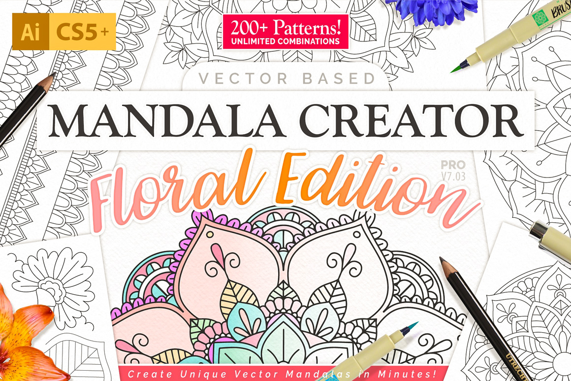1160x773 Floral Mandala Vector Pattern Creator For Illustrator