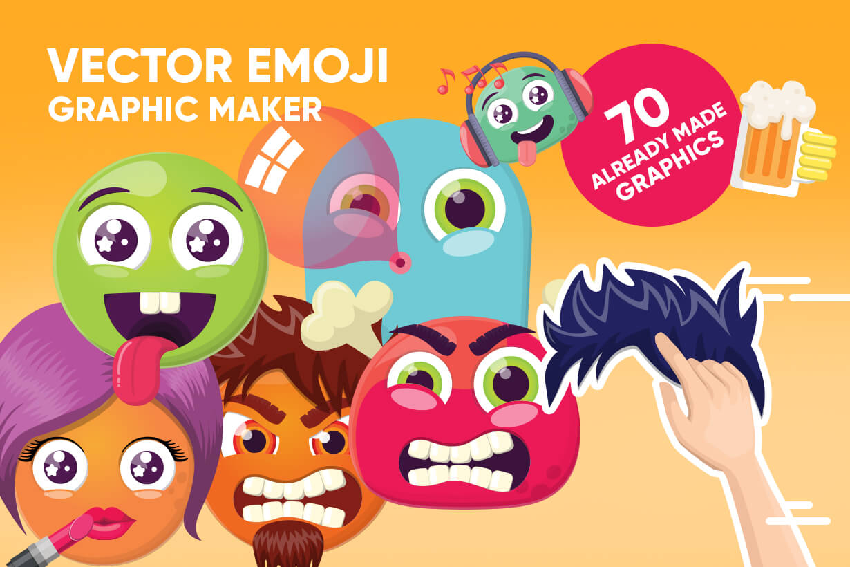 1230x820 Vector Emoji Creator Design Bundle Graphicmama