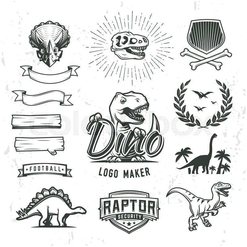 800x800 Dino Logo Maker Set Dinosaur Logotype Stock Vector Colourbox