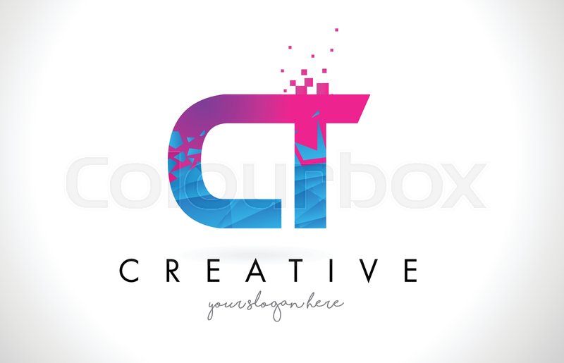 800x515 Ct C T Letter Logo With Broken Stock Vector Colourbox