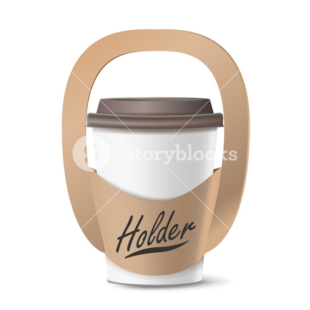 1000x1000 Coffee Cup Holder Vector Realistic Mockup Empty Packaging