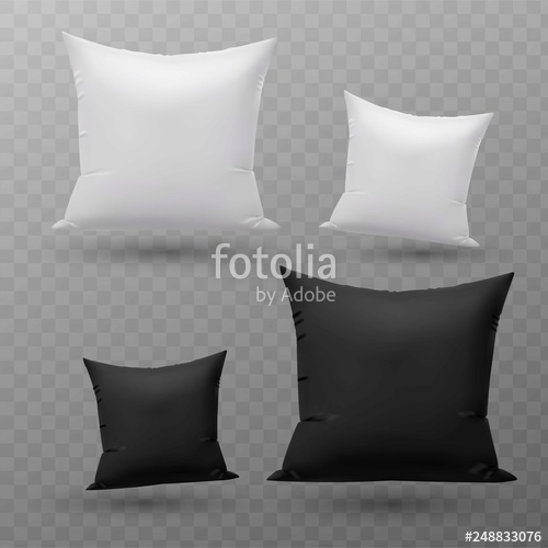 Vector Realistic Blank White, Black Square And Rectangular Pillow 500x500 Vector Realistic Blank White, Black Square And Rectangular Pillow