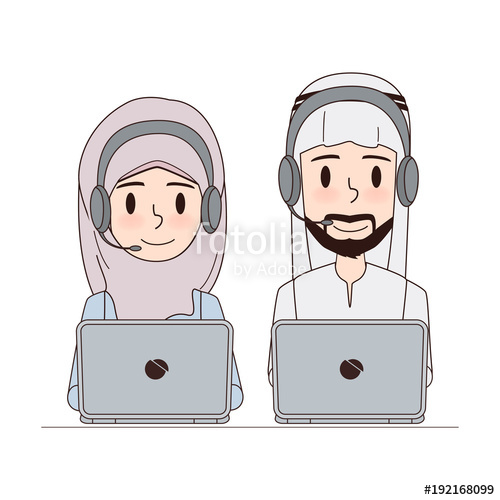 500x500 Customer Service In Call Center Of Business Arab People Character