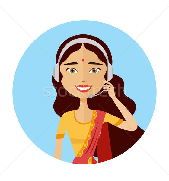 560x600 Customer Service Indian Woman Working In A Call Center Vector Il