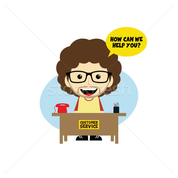 600x600 Customer Service Desk Cartoon Character Vector Illustration