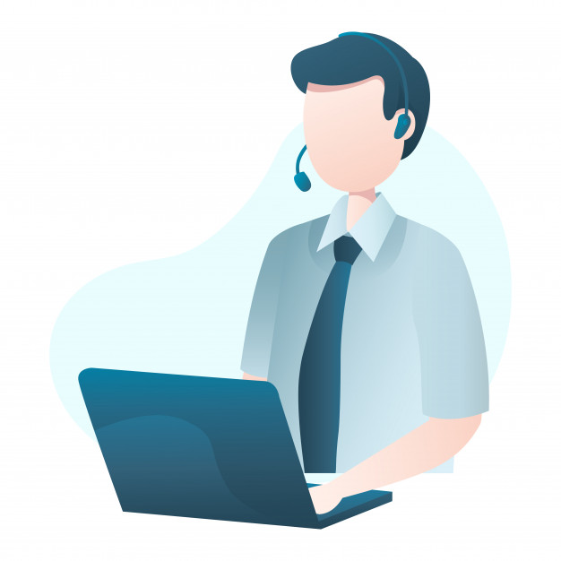626x626 Customer Service Illustration With Man Wearing Headset And Typing