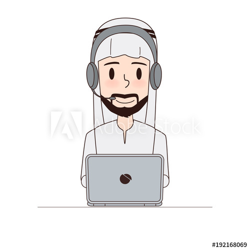 500x500 Customer Service In Call Center Of Business Arab Man Character