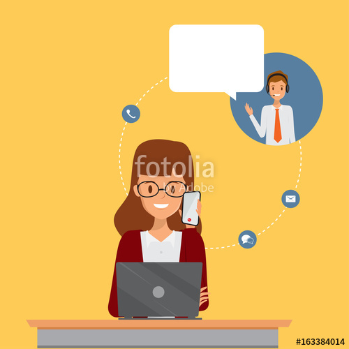 500x500 Customer Service Infographic Background Talking Mobile Phone