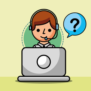 300x300 Operator With Headset Working Laptop Customer Service Vector