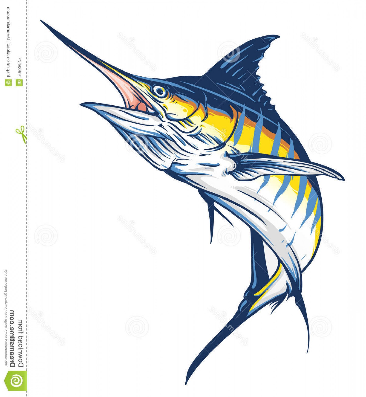 1438x1560 Stock Illustration Jumping Marlin Vector Detailed Illustration