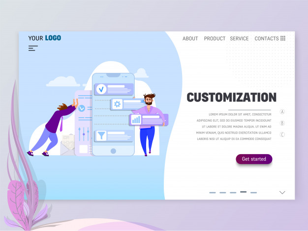 626x469 Business Scene With Tiny People, Customization Concept Vector