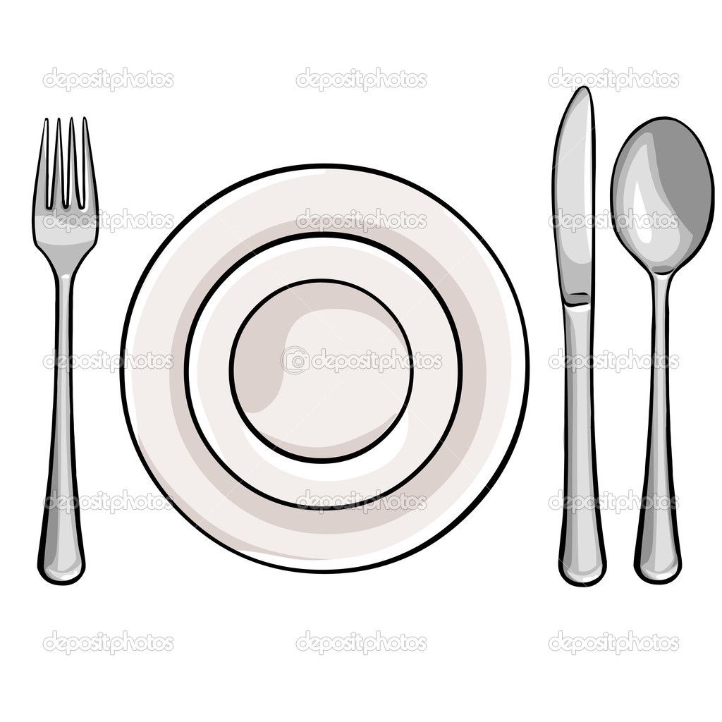 1024x1024 The Plate On A Plate With Fork And Spoon Cute Vector Cutlery