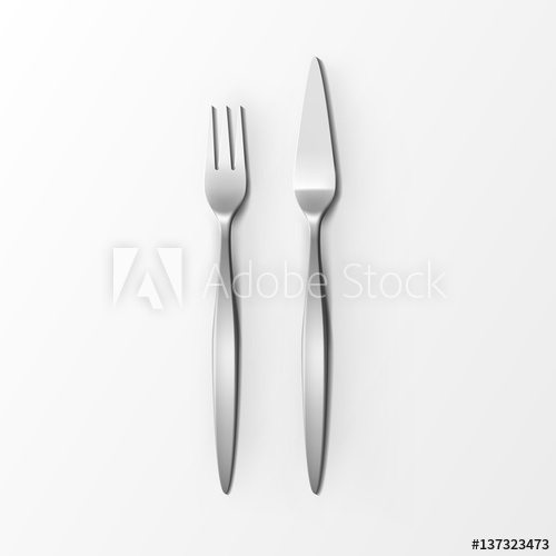 500x500 Vector Cutlery Set Of Silver Fish Fork And Fish Knife Top View