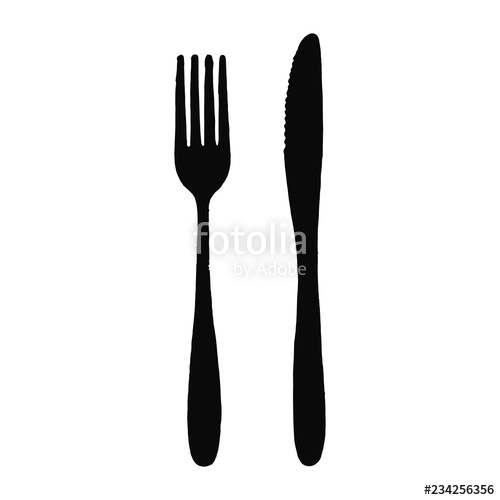 500x500 Cutlery Fork And Knife Vector Silhouette Isolated Objects Stock