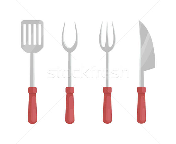 600x491 Cutlery For Barbecue Vector Badge In Cartoon Style Vector