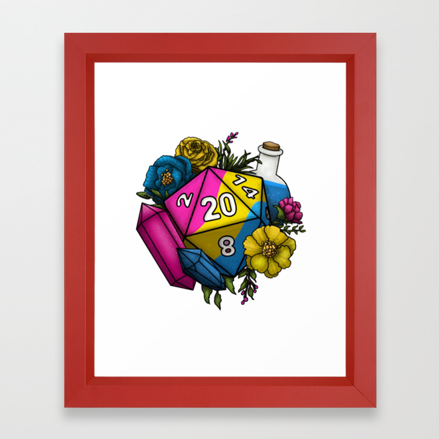 1500x1500 Pride Pansexual Tabletop Rpg Gaming Dice Framed Art Print