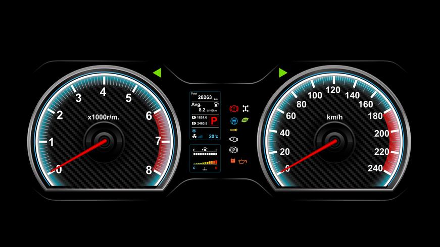 871x490 Car Dash Board Vector Illustration
