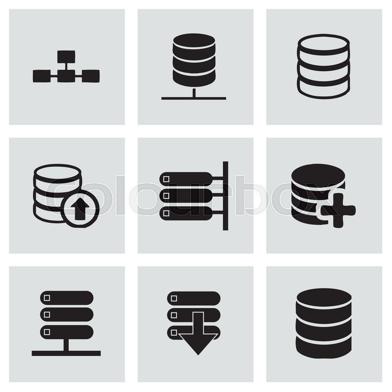 800x800 Vector Database Icon Set On Grey Stock Vector Colourbox