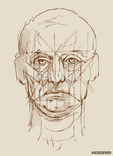 363x500 Head Men Based On Drawing Of Leonardo Da Vinci Stock Image
