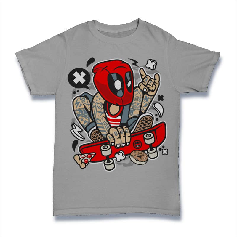 800x800 Deadpool Skater T Shirt Vector Illustration