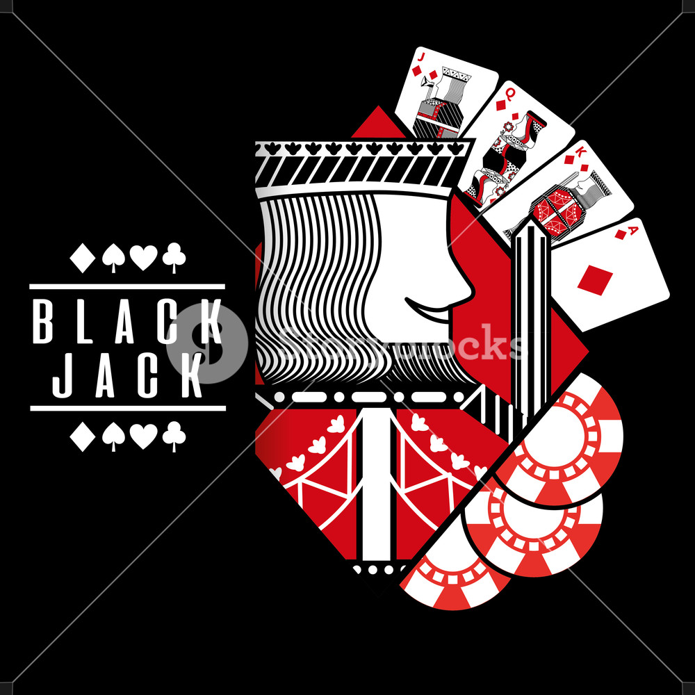 Deck Card Casino Black Jack King Chips Black Background Vector 1000x1000 Deck Card Casino Black Jack King Chips Black Background Vector