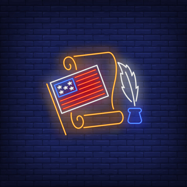 626x626 Declaration Of Independence Neon Sign Vector Free Download