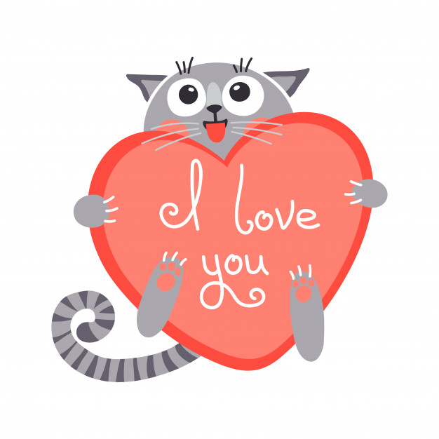 626x626 Cute Cartoon Ginger Cat With Heart And Declaration Of Love Vector