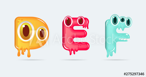 500x263 Def Funny Monster Cartoon Letters Vector Illustration Monsters