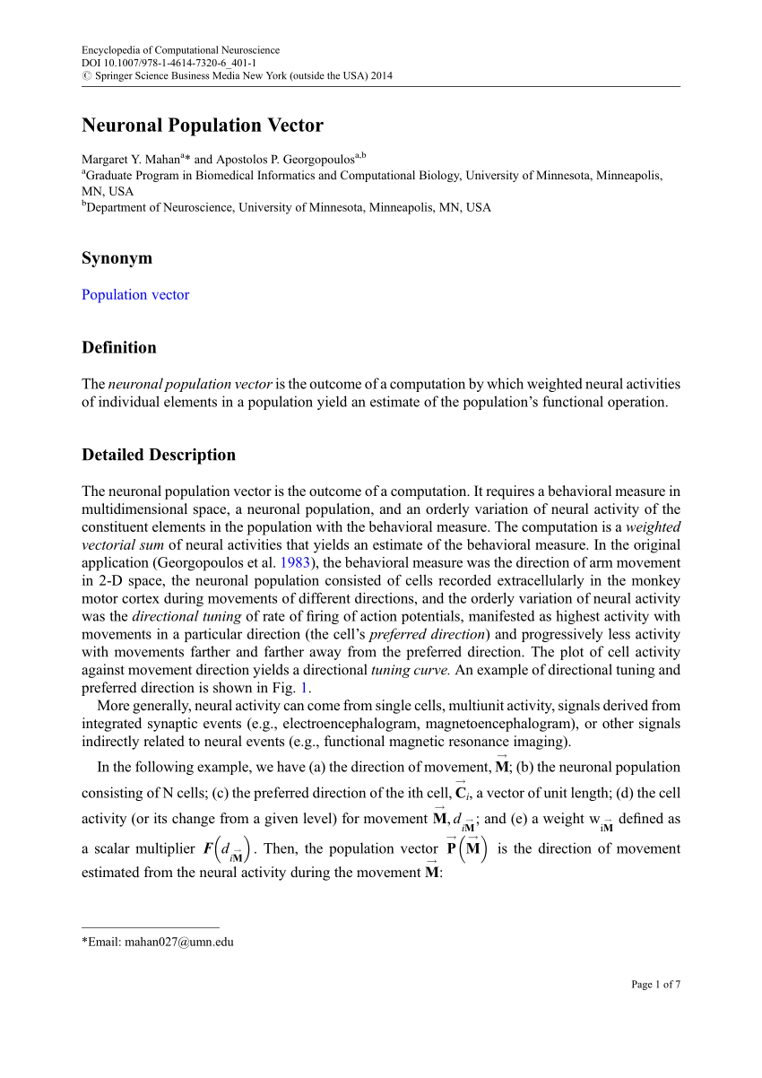 850x1202 Pdf Neuronal Population Vector