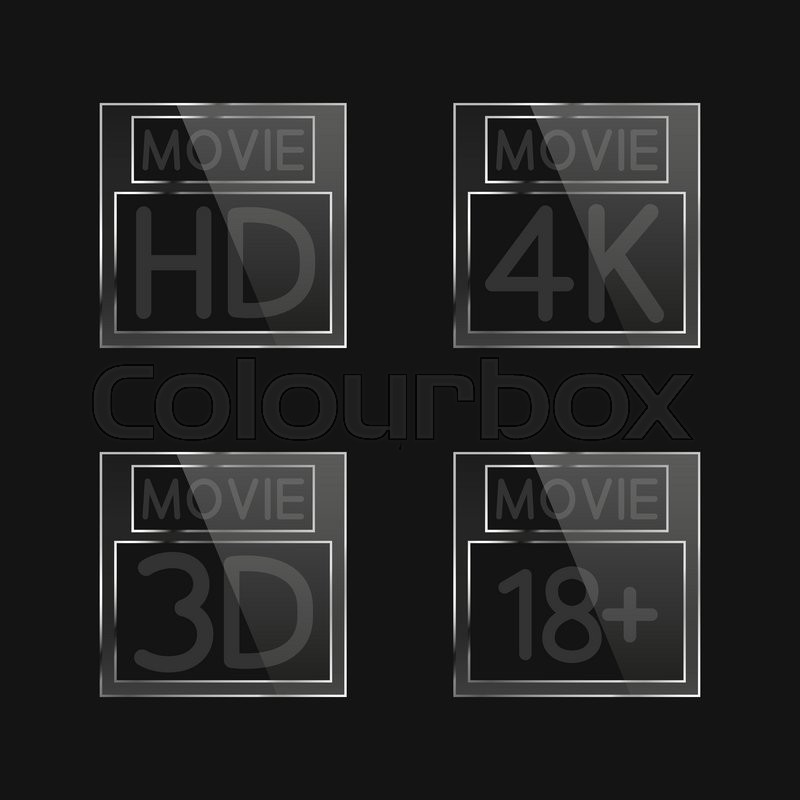 800x800 High Definition Video Signs On Black Stock Vector Colourbox