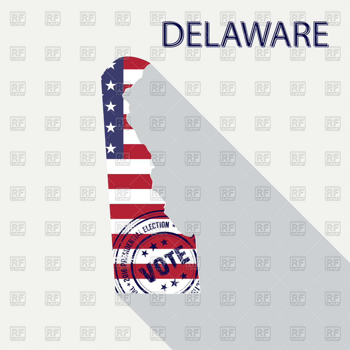 Delaware State With American Flag And Vote Stamp Vector Image 1200x1200 Delaware State With American Flag And Vote Stamp Vector Image