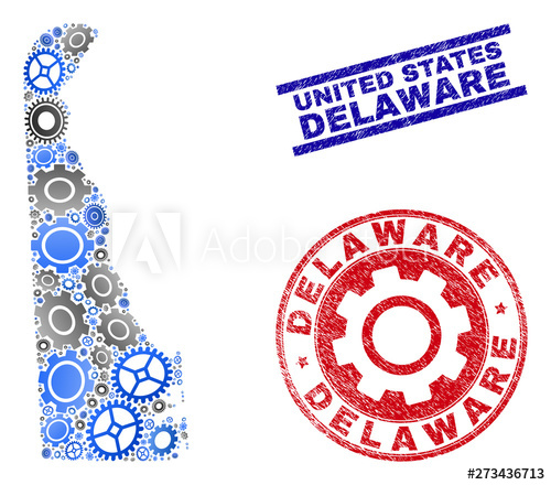Industrial Vector Delaware State Map Composition And Seals 500x440 Industrial Vector Delaware State Map Composition And Seals