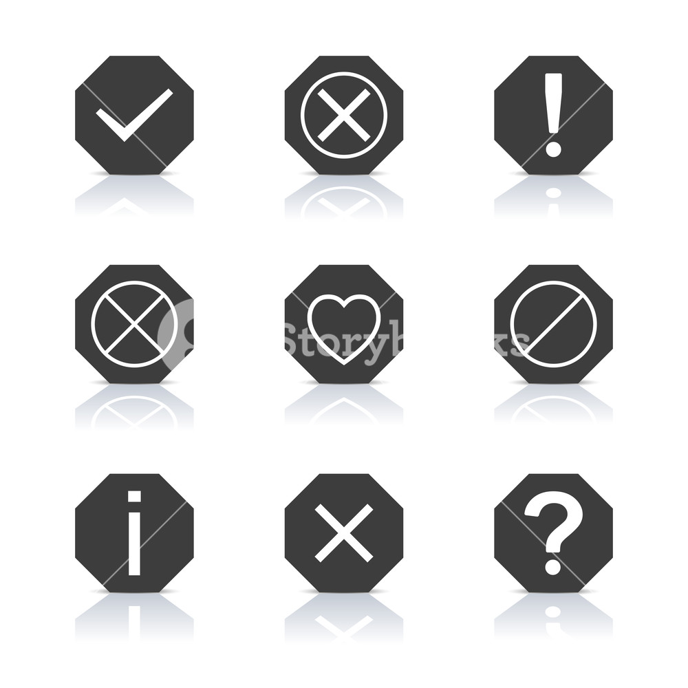 1000x1000 Set Of Icons And Signs, Symbols Help, Information, Check, Delete