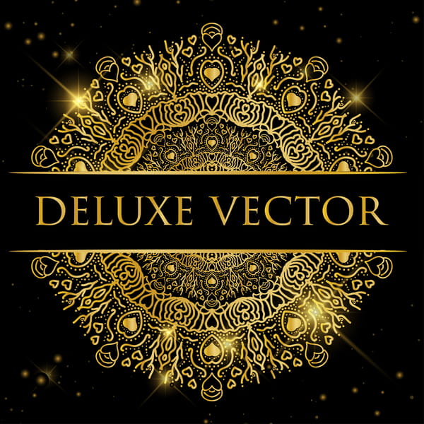 600x600 Deluxe Golden Ornament Illustration Vector Material