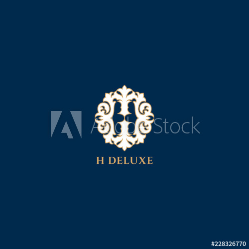 500x500 Letter H Logo Vector Deluxe Ornated Floral H Monogram