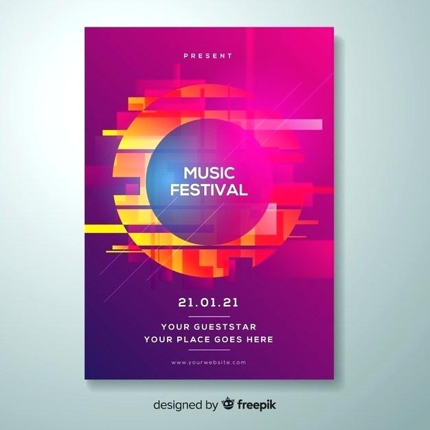 626x626 Glitch Music Festival Poster Template Vector Free Download Website