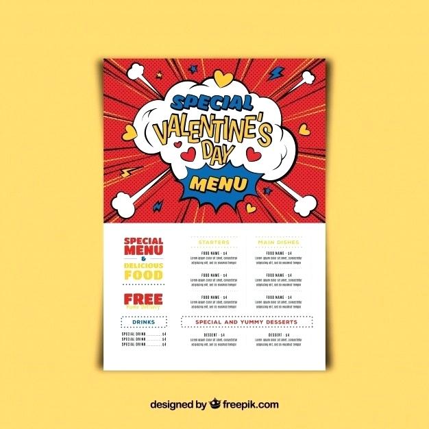 626x626 Valentine Menu Template In Comic Style Vector Free Download Book