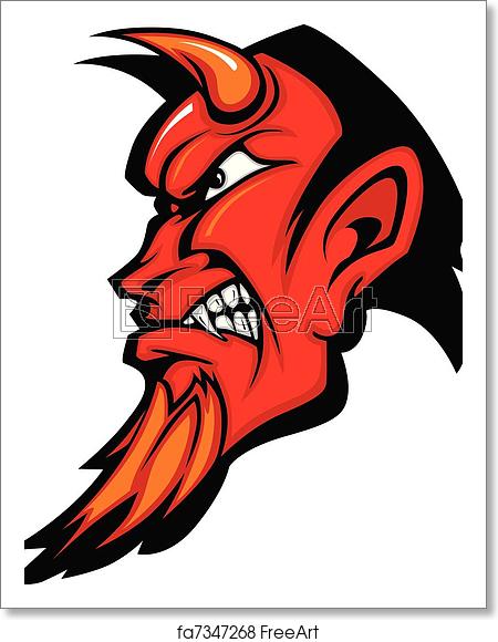 450x580 Free Art Print Of Devil Mascot Vector Profile With Ho Graphic