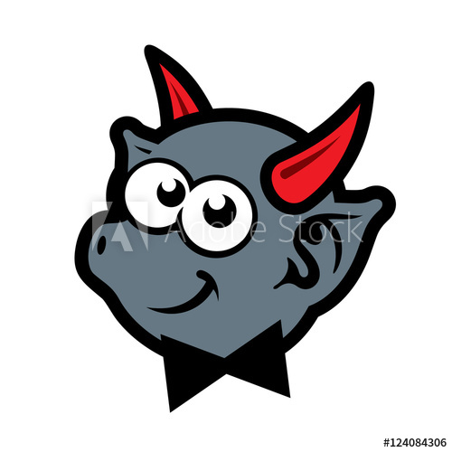 500x500 Vector Demon With Red Horns Cartoon Illustration
