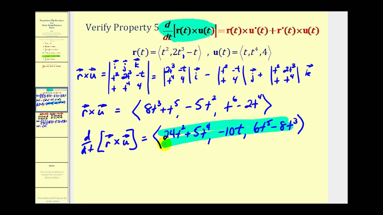 1280x720 The Derivative Of The Cross Product Of Two Vector Valued Functions